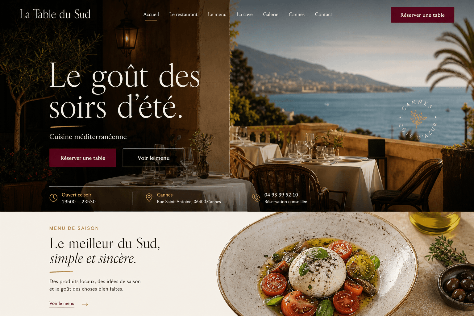 La Table du Sud — Restaurant · Menu & réservation